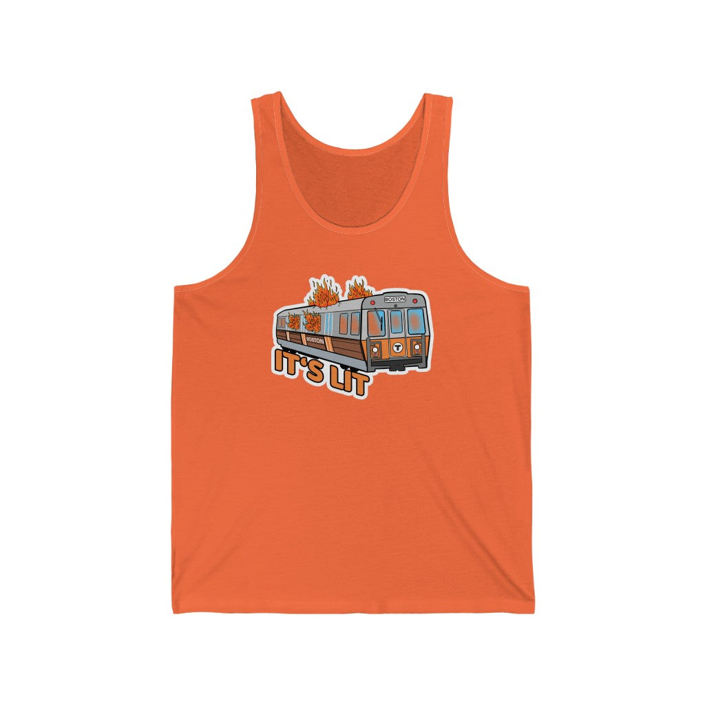 Orange line - IT’S LIT! Unisex Jersey Tank