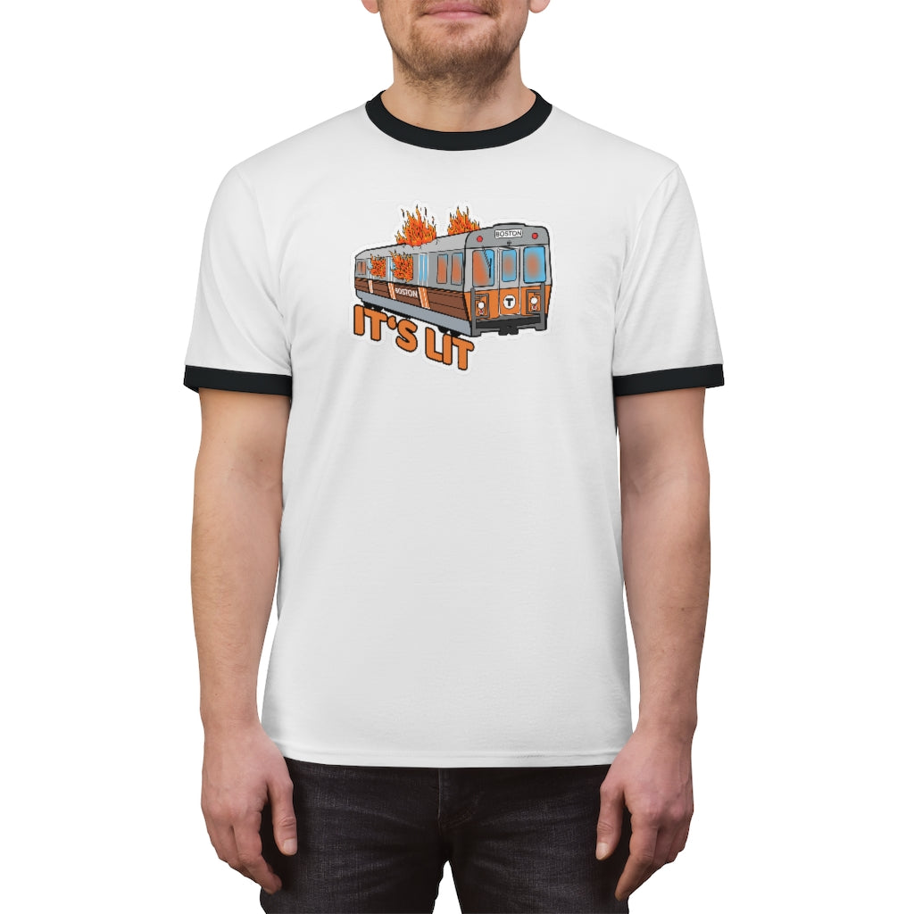 Orange Line - It's Lit Unisex Ringer Tee