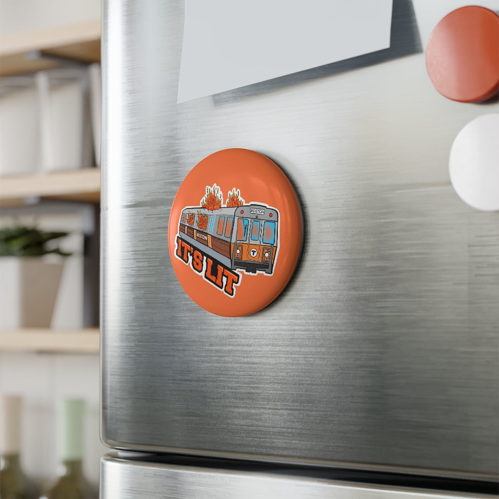 Orange Line - It's LIT Round Button Magnet