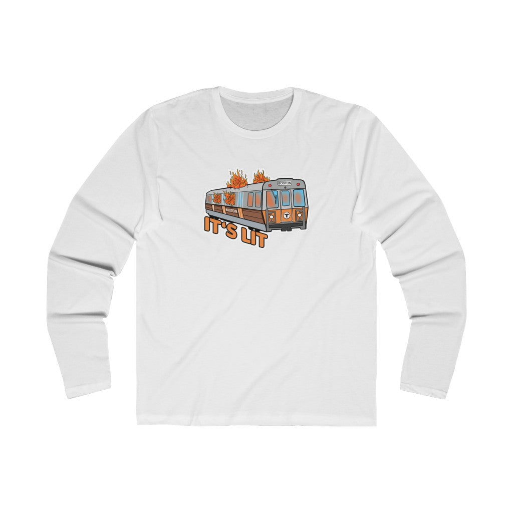 Orange Line - It's Lit Men's Long Sleeve Crew Tee